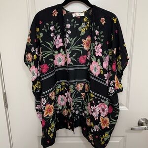 Love Tree Black Floral Kimono